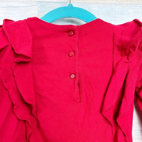 Ralph Lauren Ruffle Drop Waist Dress Red Jersey Knit Toddler Girl 18M 18 Months - Picture 5 of 10